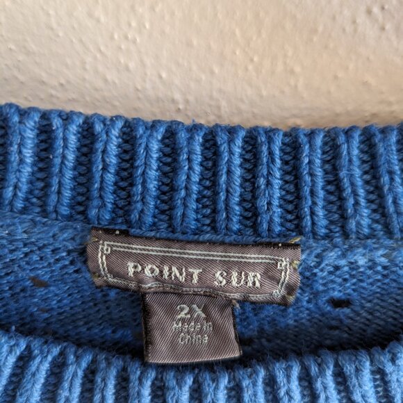 Tie-dyed blue vintage pointelle sweater - Point Sur 2X - Picture 2 of 7